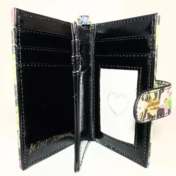 Betsey Johnson Dark Floral Card Case Wallet Bag Charm NWT - Picture 6 of 8